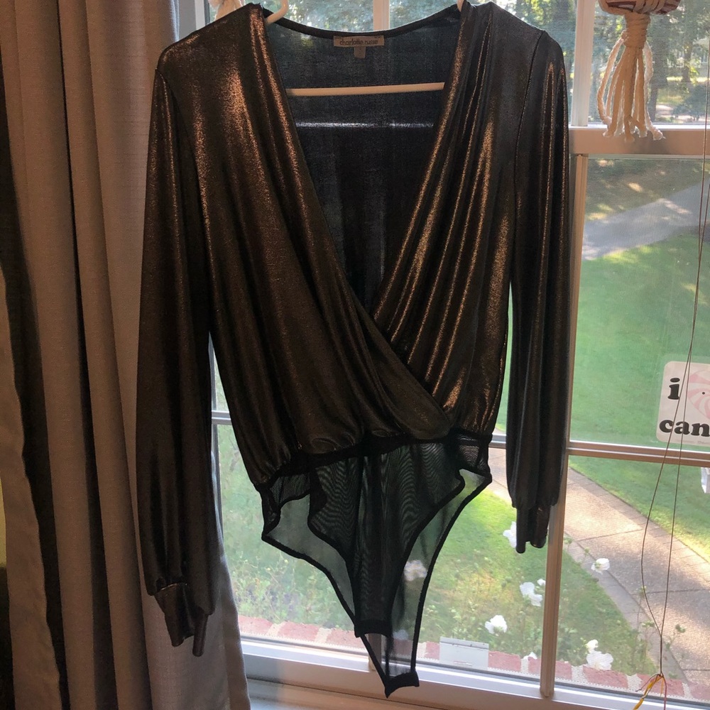 Charlotte Rouse shimmery long sleeve bodysuit